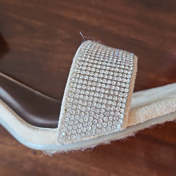 Chelsea Moreland Nude Silver Sparkle Open Toe Formal 3 Inch Heel Women's Size 9 - Picture 7 of 10